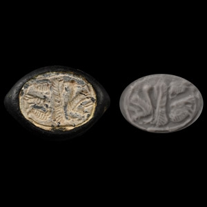 Egyptian Stone Scarab in Bronze Pendant