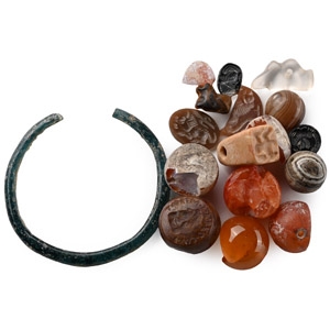 Roman Glass Bracelet with Later Stone Item Group
