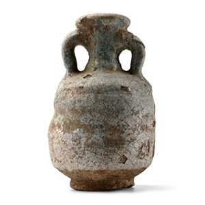 Lead-Glazed Ribbed Glass Amphora