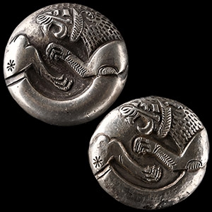 Neo-Elamite Silver Repousse Finial Pair