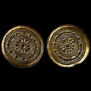 Anglo-Saxon Gilt Bronze Saucer Brooch Pair