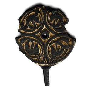 Anglo-Saxon Gilt Bronze Pin Head with Animals