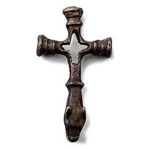 Viking Age Silver Cross Pendant with Head of a Beast