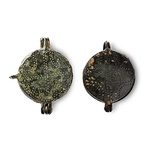 Medieval Bronze Portable Hinged Mirror Case Group