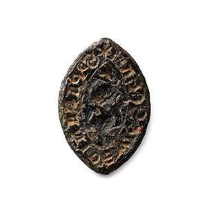 Medieval Bronze Vessica-Shaped Seal Matrix for Pagan of Weasenham