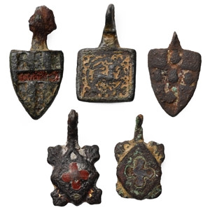 Medieval Knights Bronze Heraldic Horse Harness Pendant Group