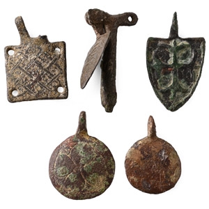 Medieval Knights Bronze Heraldic Horse Harness Pendant Group