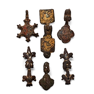 Medieval Knights Bronze Heraldic Horse Harness Pendant Group