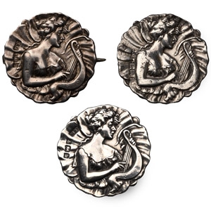 Silver Button and Brooch Set