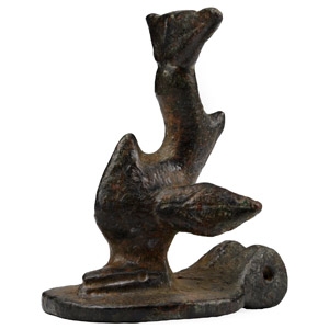 Roman Bronze Oil Lamp Lid with Dolphin