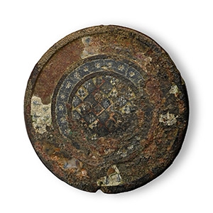 Roman Bronze Plate Mount with Millefiori