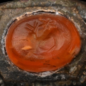 Roman Silver Ring with Carnelian Dolphin Gemstone