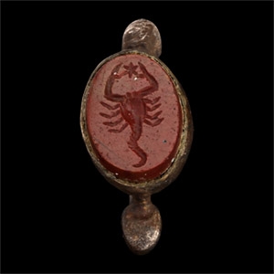 Roman Silver Ring with Jasper Scorpion Gemstone