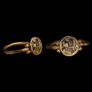 Byzantine Gold Ring with Saint