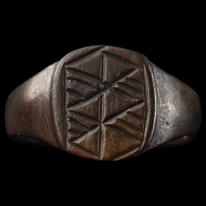 Medieval Bronze Ring with Triangles