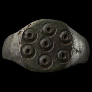 Medieval Bronze Ring with Ring-and-Dot Motifs