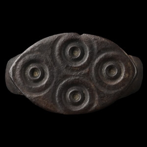 Medieval Bronze Ring with Ring-and-Dot Cross