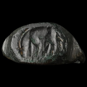 Greek Bronze Ring with Grazing Horse