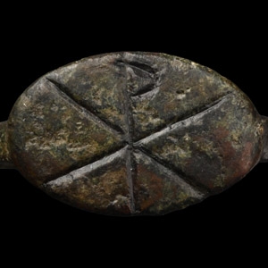 Late Roman Bronze Ring with Chi Rho