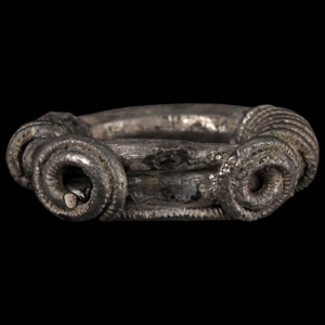 Celtic Silver Ring with Coiled Bezel
