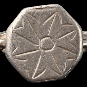 Post Medieval Silver Ring with Flower