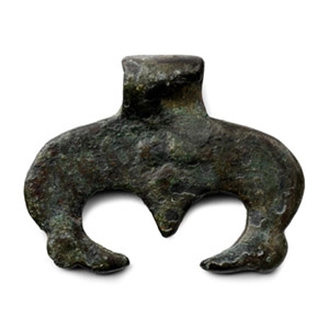 Viking Period Bronze Lunar Pendant with Bird Heads