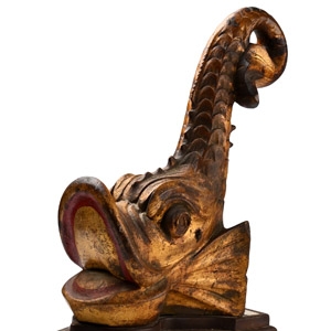Large Ships Gilt Wood Dolphin Mount