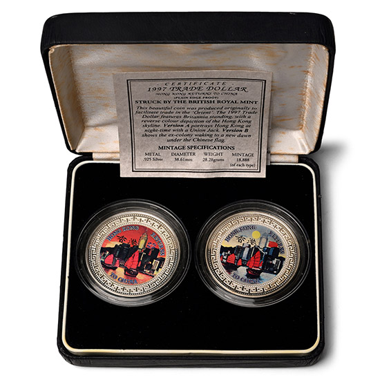 Hong Kong. Set of Two [2] Silver Trade Dollars Hong Kong Returns to China.