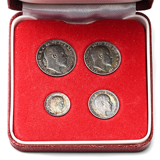 Great Britain. Saxe-Coburg-Gotha, Edward VII AR Maundy Money Set.