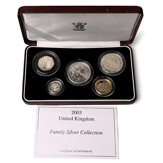 Great Britain. Windsor, Set of Five [5] Elizabeth II AR Family Silver Proof Collection Coins.
