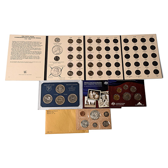 Group of Four [4] Various Country Coin Set and Part Sets.