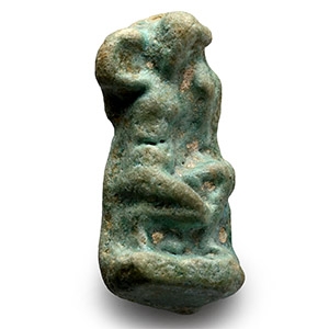Egyptian Faience Crouching Goddess Amulet