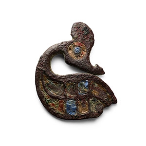 Celtic Enamelled Bronze Dragonesque Brooch