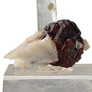 Andradite Garnet and Aquamarine Crystal Mineral Display Specimen