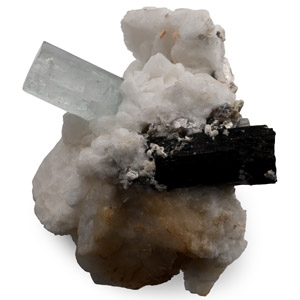 Aquamarine with Tourmaline Crystal Mineral Display Specimen