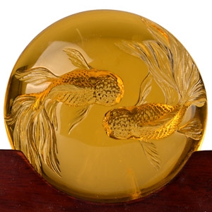 Tittot Amber Glass Art with Fish