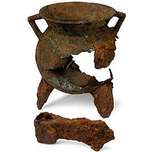 Ritually Sacrificed British Medieval Bronze Cauldron with the Murder Weapon