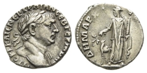 Trajan AR Drachm of Bostra, Arabia.