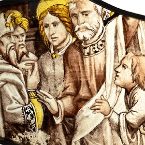 Medieval Stained Glass Panel with Saints