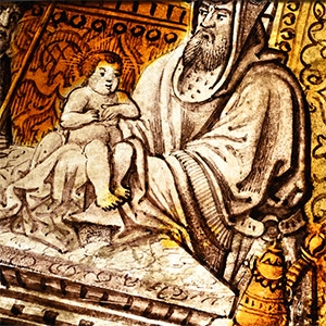Medieval Stained Glass Panel Showing the Presentation in the Temple