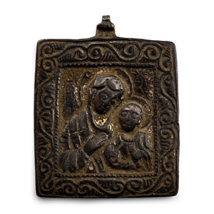Byzantine Bronze Medallion with the Virgin and Child