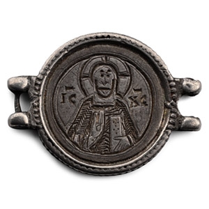 Byzantine Silver Medallion with Christ and the Virgin Mary