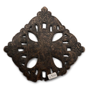 Medieval Brass Cross with God the Father and an Evangelist