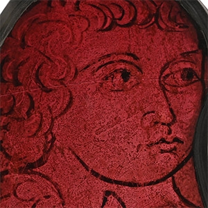 Medieval Stained Glass Panel with Praying Youth