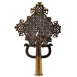 Medieval Brass Cross with Elaborate Interlace Pattern