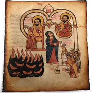 Large Ethiopian Manuscript Page from the Miracles of Mary