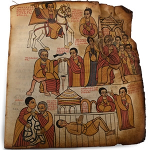 Large Ethiopian Manuscript Page from the Miracles of Mary