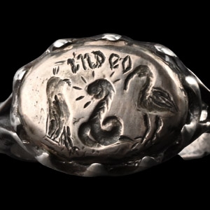 Georgian Silver Ring with Chnoubis Flanked by Ibis and Falcon