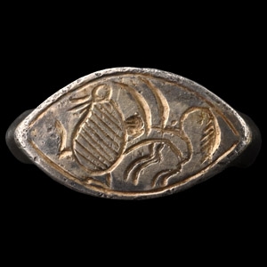 Medieval Silver-Gilt Ring with Stylised Beast