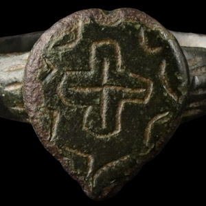 Medieval Bronze Ring with Cross